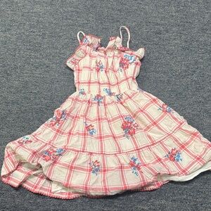 Polo Ralph Lauren Girls Pink Plaid Floral Sundress - Smocked Bodice size 10